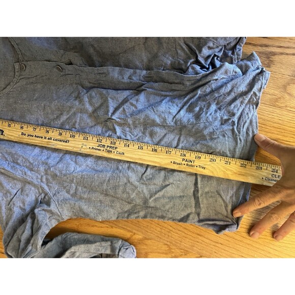 Flax L Top linen lagenlook button down sleeve size large Artsy Boho - Picture 2 of 7